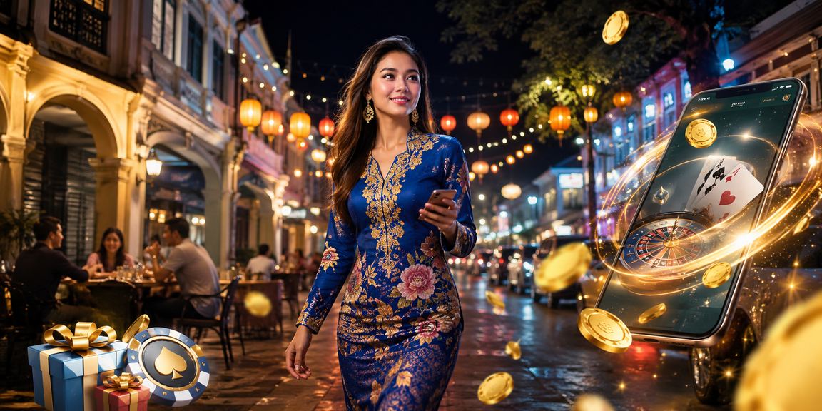Pemain wanita Ipoh berbaju kurung menikmati permainan meja kasino mudah alih melalui ong24